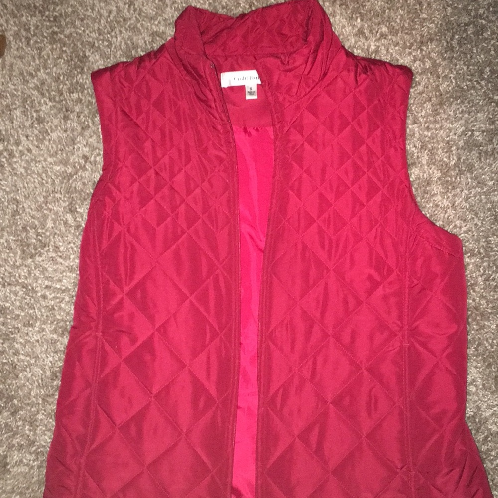 Red quilted vest